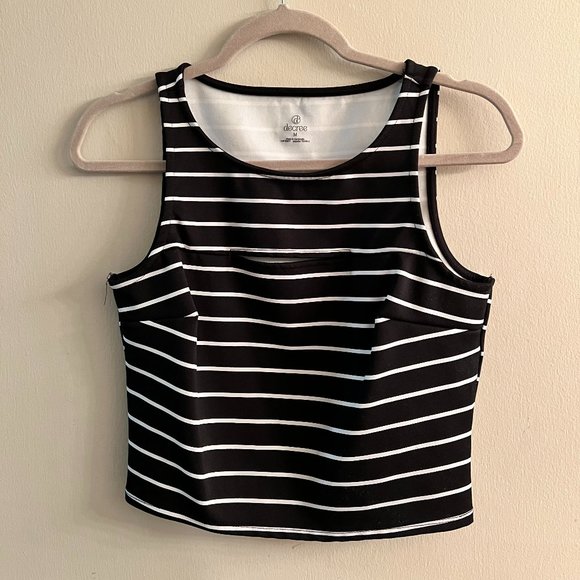 Striped Black & White Crop Top - Medium - Picture 1 of 1